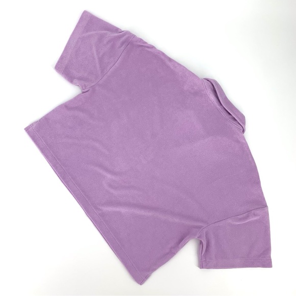 Calvin Klein Jeans NWT Lilac Purple French Terry Polo Style Cropped Top, Medium - Picture 2 of 16